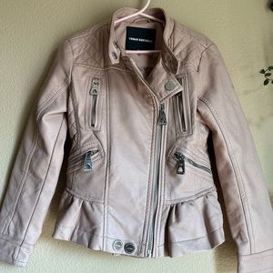 Urban Republic Girls 5/6 Pink Peplum Faux Leather Moto Jacket